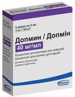 Допмин 5 мл 40 мг/мл №5 концентрат для приготовления раствора для инфузий
