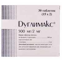 Дуглимакс 500 мг/2 мг №30 таблетки