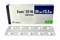 Энап 20 HL 20 мг/12.5 мг N20 таблетки