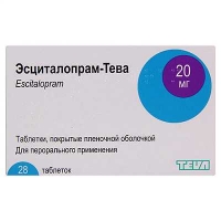 Эсциталопрам Тева 20 мг N28 таблетки