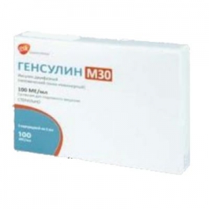 Генсулин М30 100 ЕД/мл 3 мл №5 раствор для инъекций