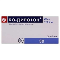 Ко-диротон 20 мг + 12.5 мг №30 таблетки