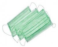 Маска медицинская трехслойная N50 с ушными зацепами зеленая