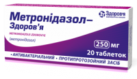 Метронидазол Здоровье 250 мг №20 таблетки