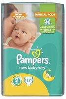 Подгузники Памперс (Pampers) New Baby-Dry Mini (2) 3-6 кг, 17 шт.