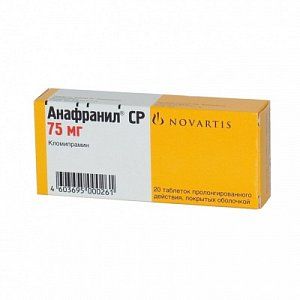 Анафранил СР таблетки пролонгированного действия покрытые оболочкой 75 мг 10 шт.