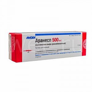 Аранесп раствор для инъекций 500 мкг шприц 1 мл 1 шт.