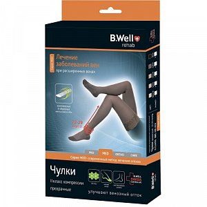 B.Well Чулки Jw-222 140D р.5 2 класс компрессии Черные с ажурным верхом