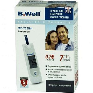 B.Well Глюкометр WG-70 Slim + тест-полоски 10 шт.