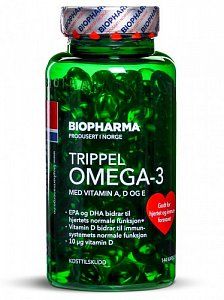 Biopharma Trippel Omega-3 тройная Омега-3 капсулы 144 шт. с витаминами А, D и Е