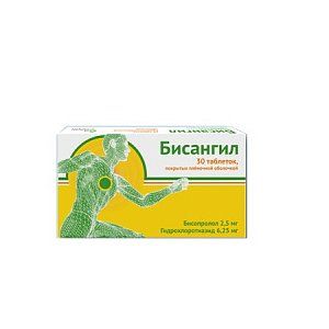 Бисангил таблетки покрытые пленочной оболочкой 2,5 мг+6,25 мг 30 шт.