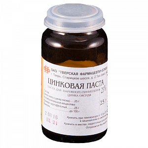 Цинковая паста для наружного применения 25% 25г банка Тверская фармацевтическая фабрика