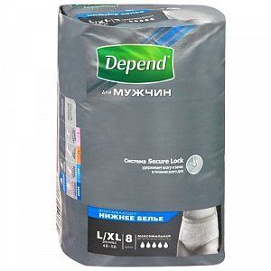 Depend Подгузники-трусики для мужчин L/ XL 8 шт.
