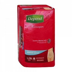 Depend Подгузники-трусики для женщин L/ XL 8 шт.