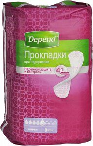Depend Прокладки Super для женщин урологические 8 шт.