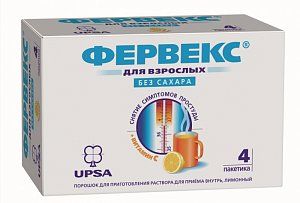 Фервекс порошок для приготовления раствора для приема внутрь пакетики 4 шт. лимон без сахара