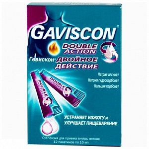 Гевискон Двойное Действие суспензия для приема внутрь мятная пакетики 10 мл 12 шт.