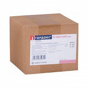 Гордокс раствор для внутривенного введения 10000 КИЕ/мл ампулы 10 мл 25 шт.