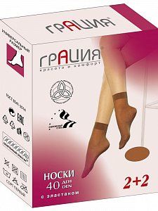 Грация Носки лайкра 40 den 2пар. загар