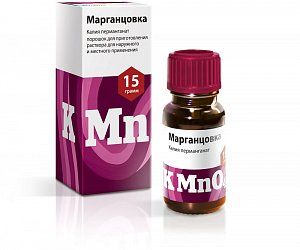 Калия перманганат порошок для приготовления раствора для местного и наружного применения с лопаткой 15 г Обновление