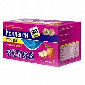 Коллаген Ультра плюс кальций Д порошок пакетики 8 г 30 шт. Яблоко (БАД)