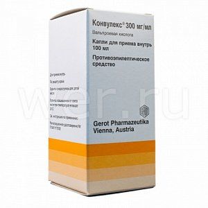 Конвулекс капли для приема внутрь 300 мг/мл флакон 100 мл