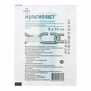 Лейкопластырь бактерицидный 6 см х 10 см сильной фиксации Мультипласт