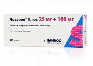 Лозарел Плюс таблетки покрытые пленочной оболочкой 25 мг+100 мг 30 шт.