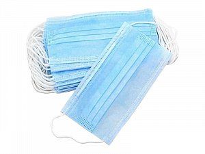 Маска медицинская нестерильная трехслойная из нетканого материала голубая 50 шт.