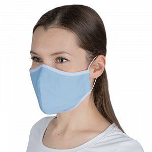 Маска защитная 3-х слойная многоразовая р.3 (55-58см) голубая резинки вокруг головы