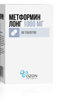 Метформин лонг таблетки с пролонгированным высвобождением 1000 мг 60 шт.