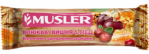 Musler Батончик Мюсли Клюква-Вишня-Мед с цельными злаками 30 г