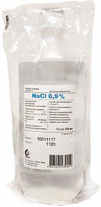 Натрия хлорид раствор для инфузий 0,9%  флакон ПЭ 500 мл