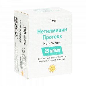 Нетилмицин Протекх раствор для внутривенного и внутримышечного введения 25 мг/мл флакон 2 мл 1 шт.