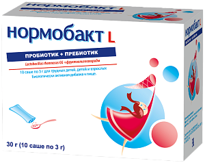 Нормобакт L порошок в пакетиках по 3 г 10 шт.