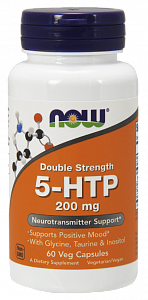 NOW 5-НТР + таурин, глицин, инозитол капсулы 200 мг+300 мг 60 шт. (БАД)