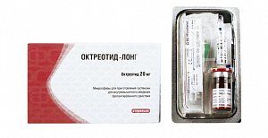 Октреотид-лонг микросферы для приготовления суспензии для внутримышечного введения пролонгированного действия флакон 20 мг Натива