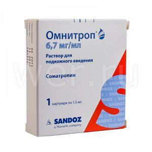 Омнитроп раствор для подкожного введения 6,7 мг/мл 1,5 мл (10 мг) картридж 1 шт.