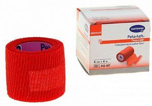 Peha-haft Бинт когезивный 4 м x 4 см красный самофиксирующийся без латекса